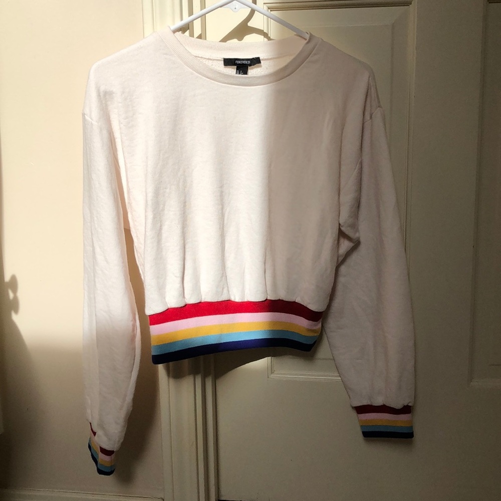 Cropped crew neck sweater
